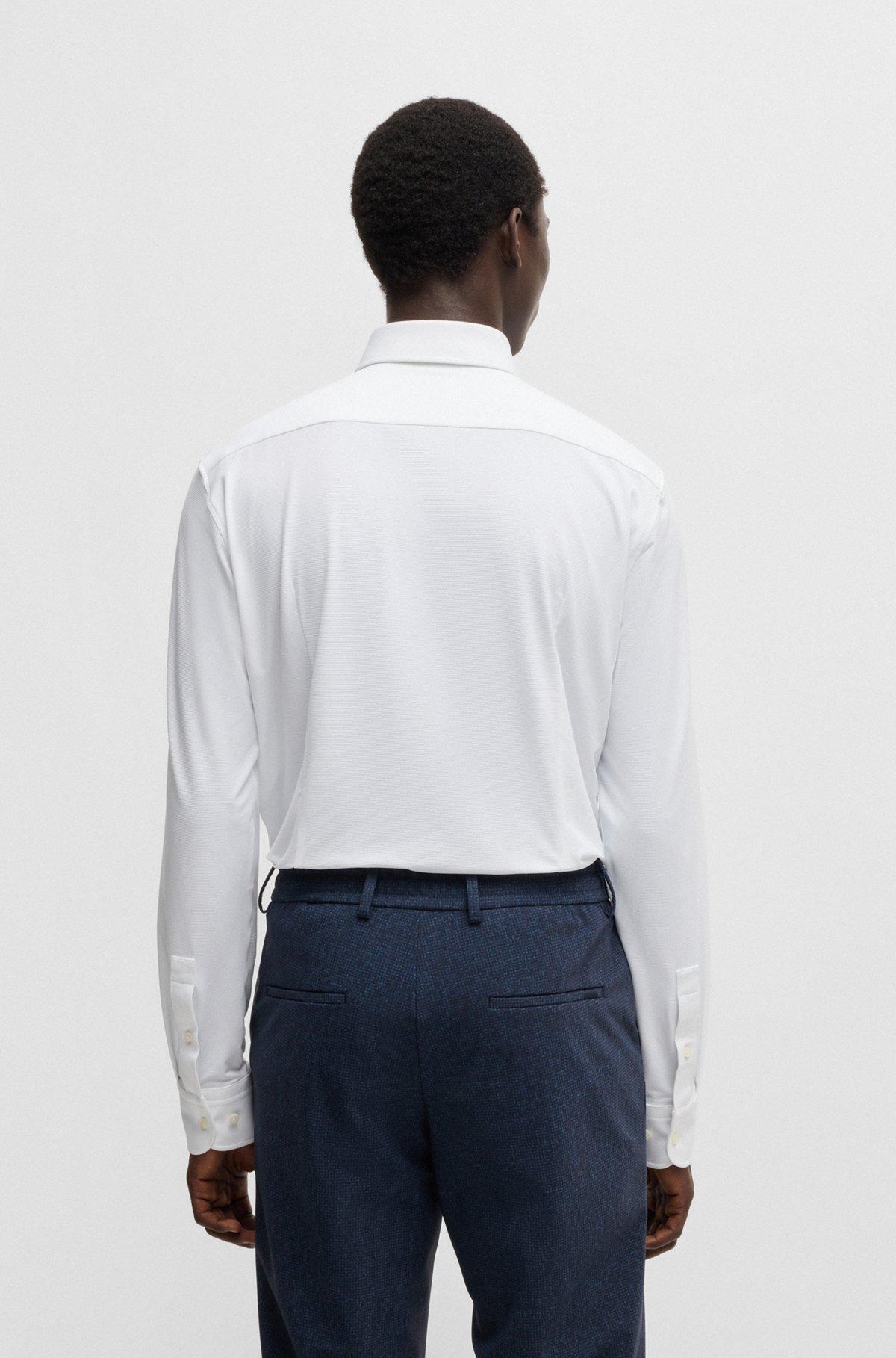 Slim-fit shirt in structured performance-stretch jersey Product Image