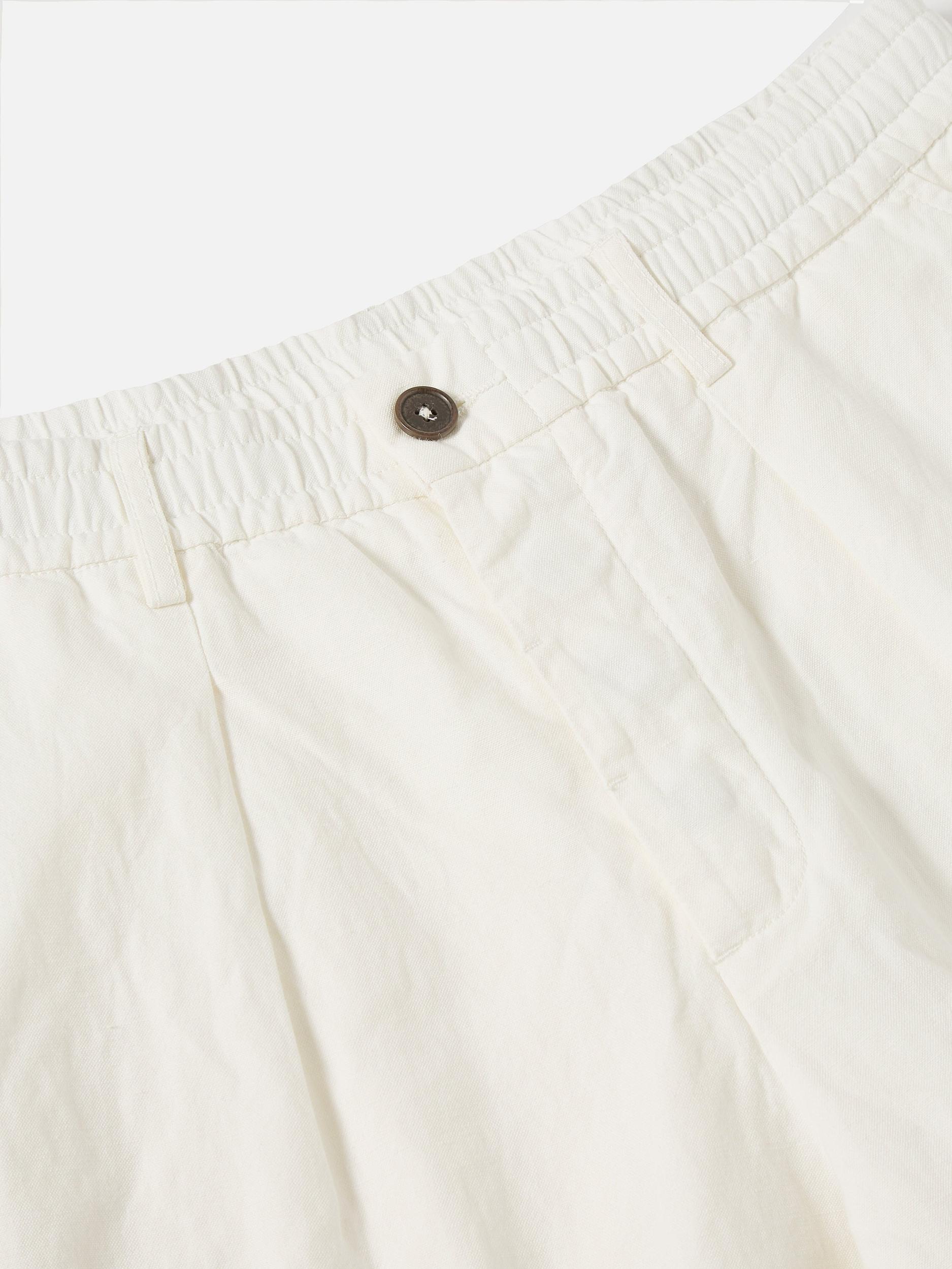 Universal Works Pleated Track Pant in Ecru Slub Linen Weave Product Image