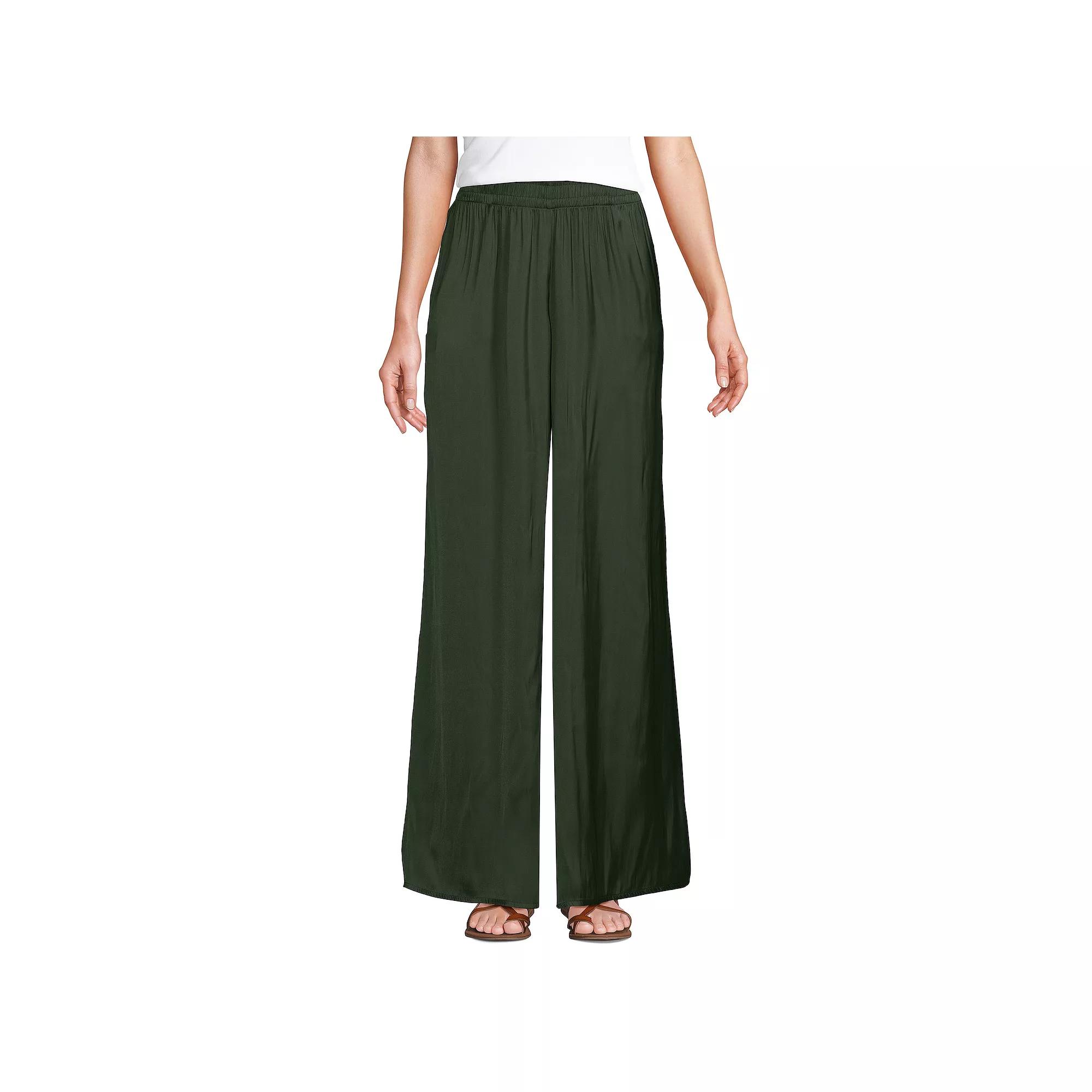 Women's Lands' End Wide Leg Palazzo Pants, Size: Large, Fresh Green Product Image
