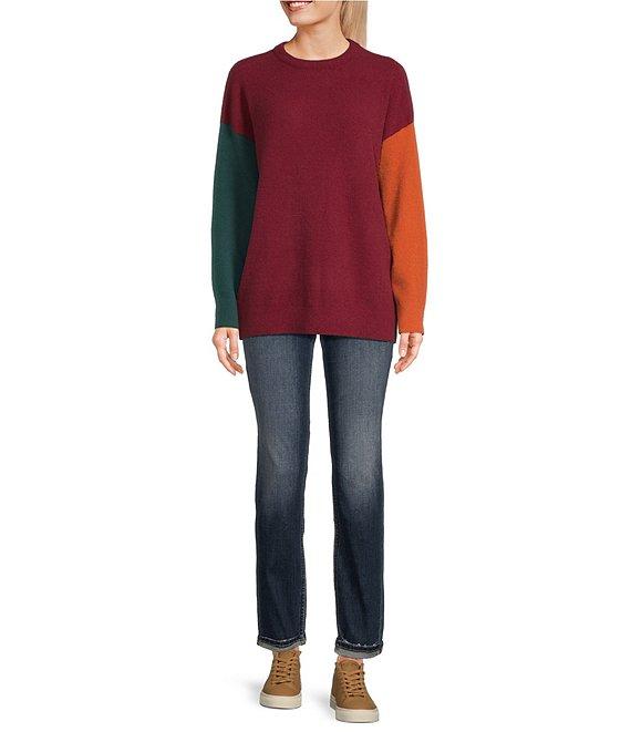 Moa Moa Long Sleeve Color Block Tunic Sweater Product Image