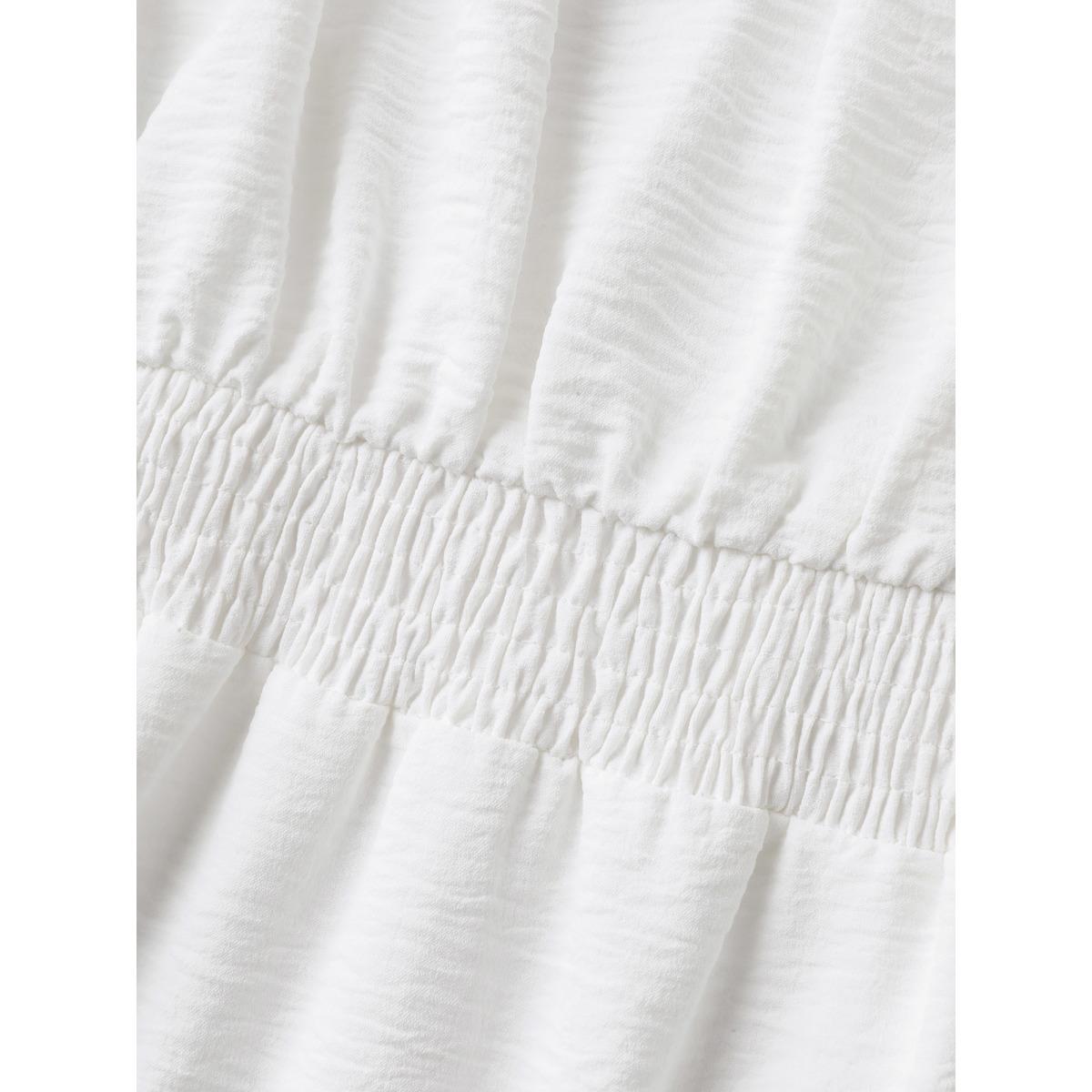 Plus Size Embroidered Shirred Waist Adjustable Midi Dress Originalwhite Women Square Neck Sleeveless Curvy BloomChic 22-24/3X Product Image