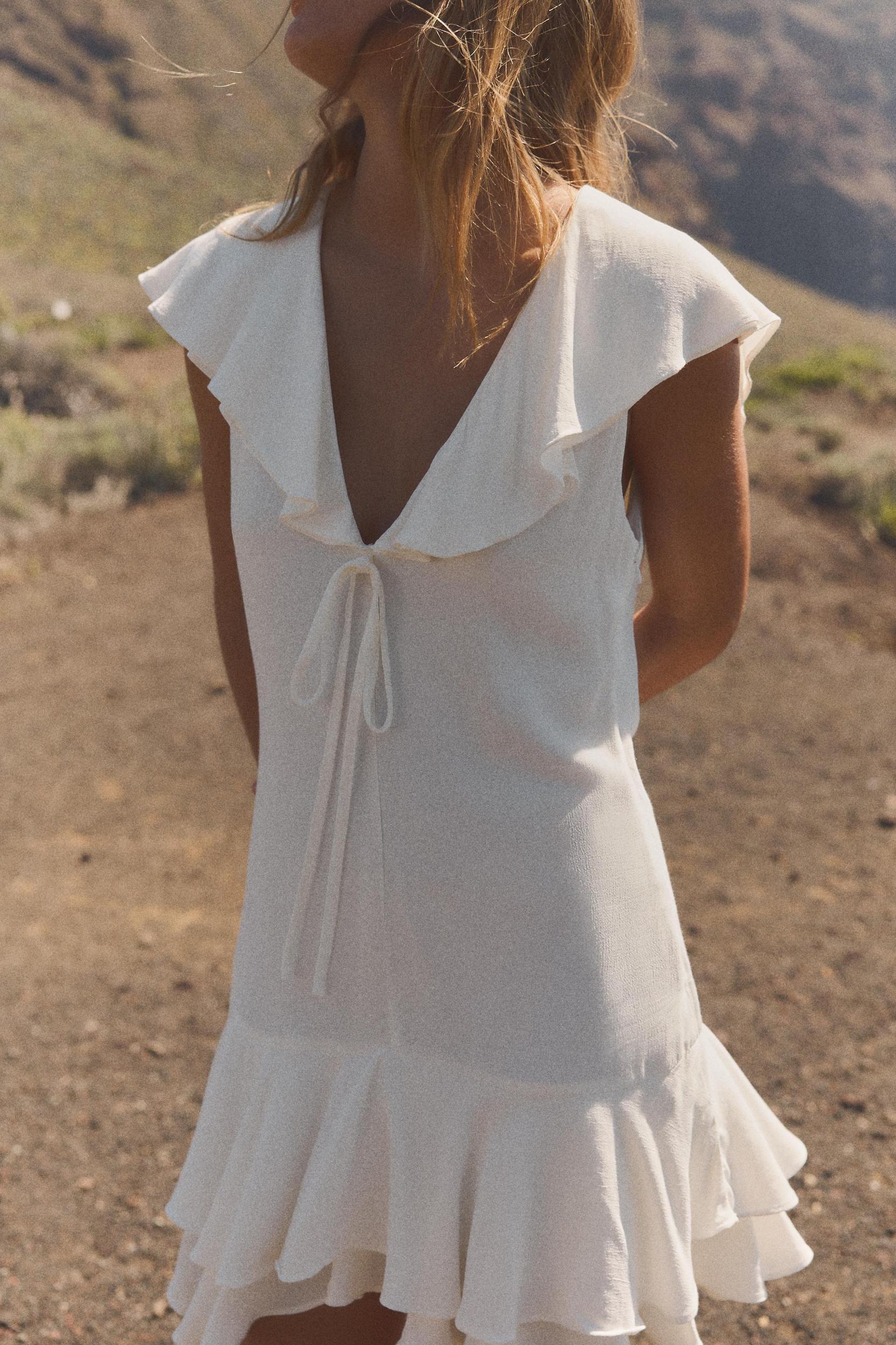 RUFFLED TIE SHORT DRESS Product Image