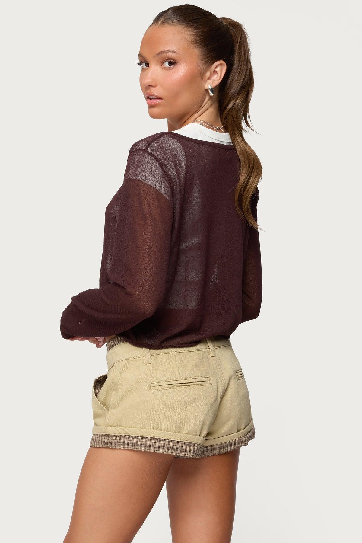 Kilian Sheer Knit Henley Top Product Image