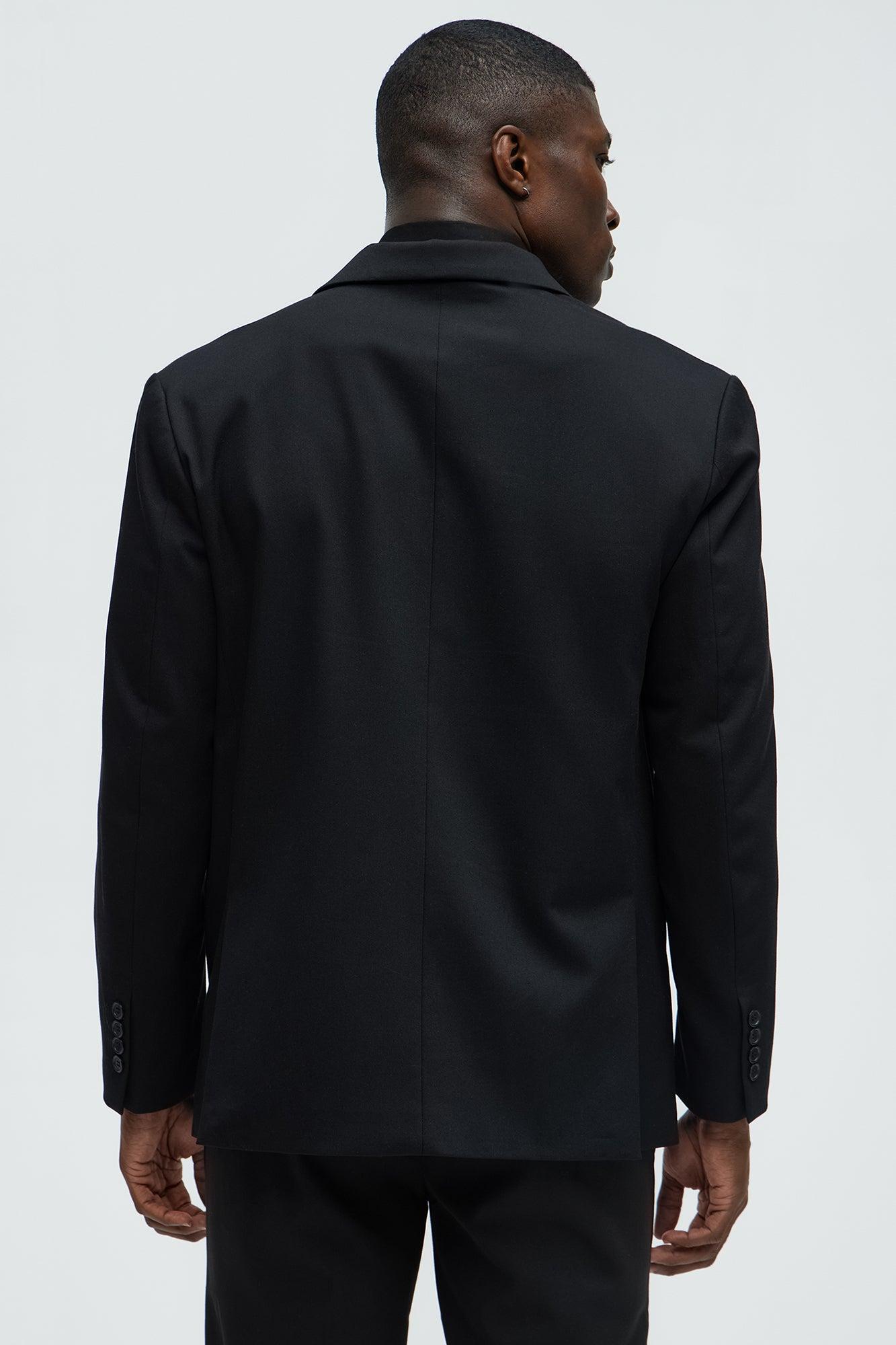 Gabardine Double Breasted Blazer - Black Product Image