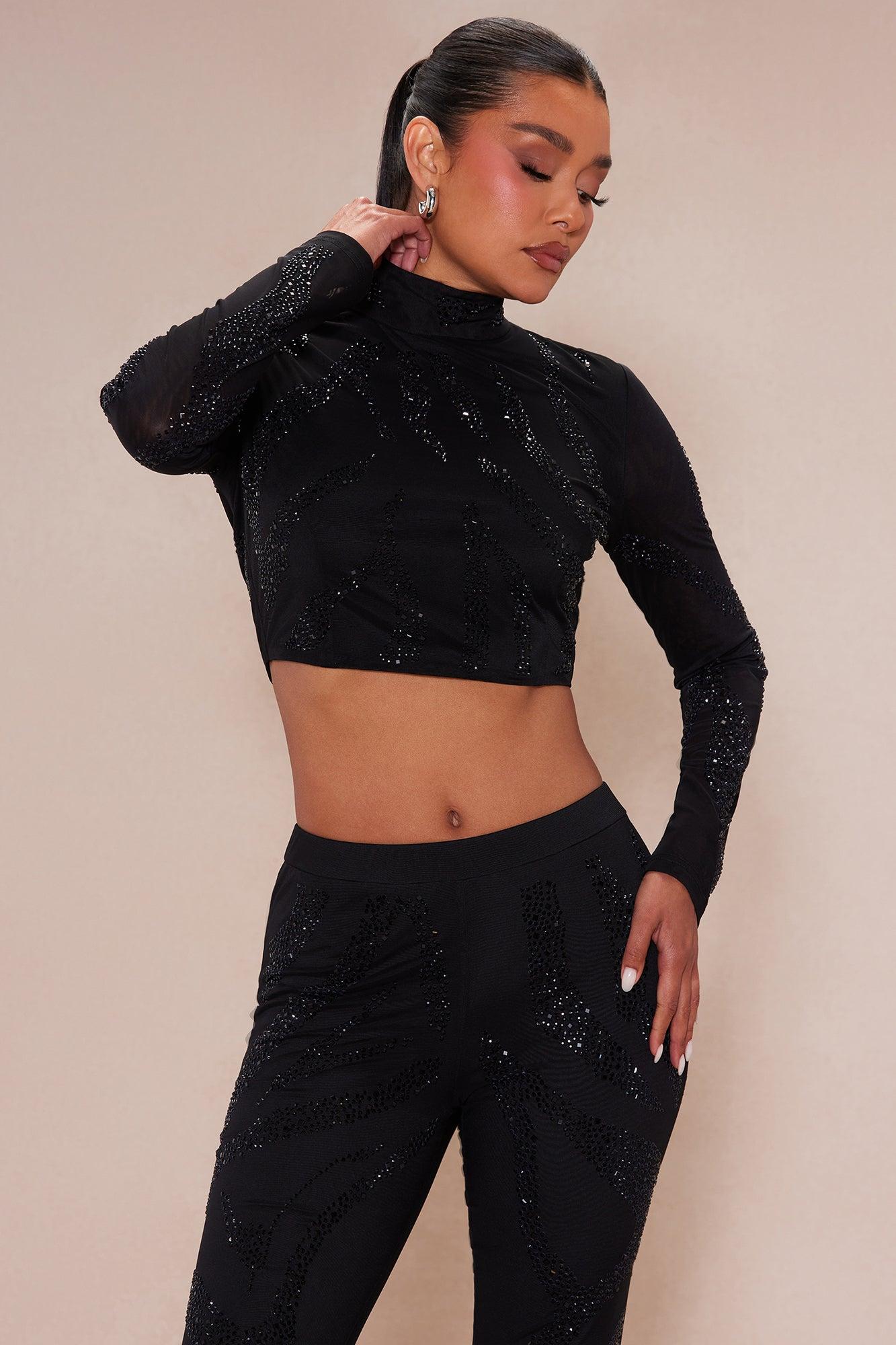 Beverly Embellished Pant Set - Black Product Image