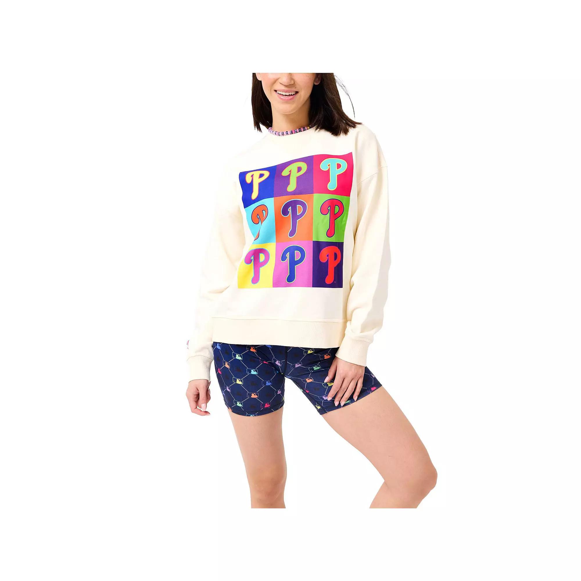 Women's Terez Cream Philadelphia Phillies Classic Oversized Pullover Sweatshirt, Size: Large, Beige Product Image