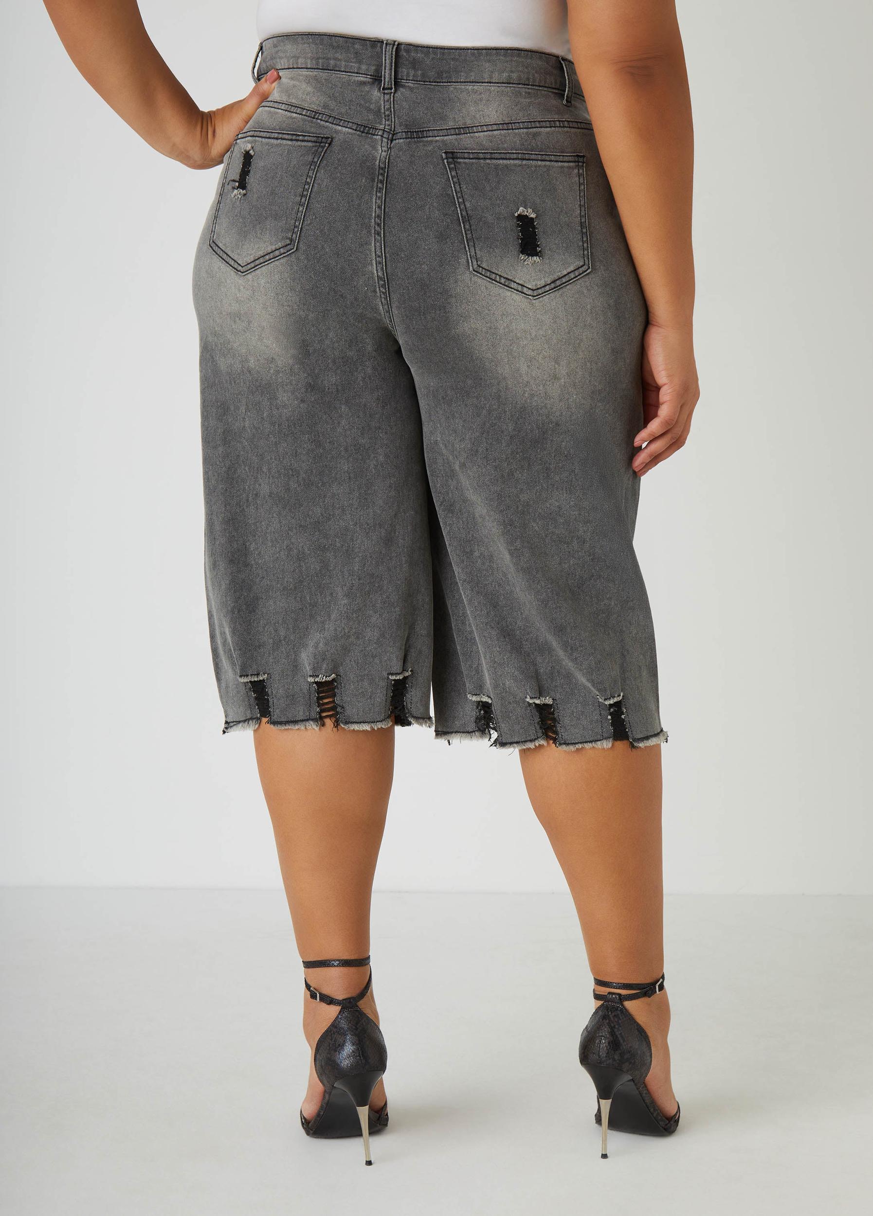 Distressed Denim Capris Product Image