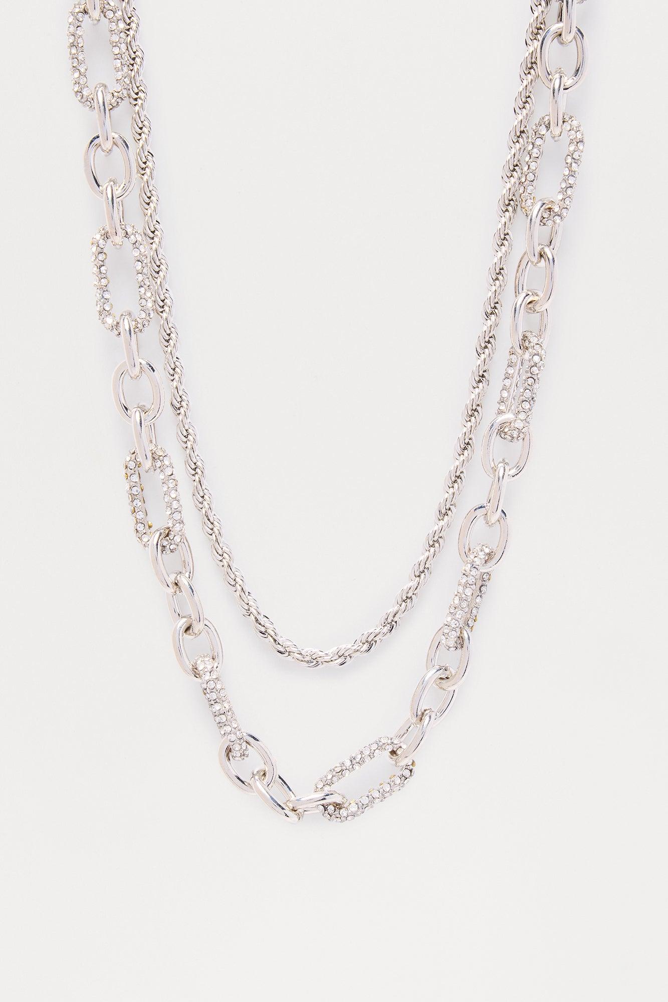 Electric Filled Rhinestone Choker Necklace - Silver Female Product Image