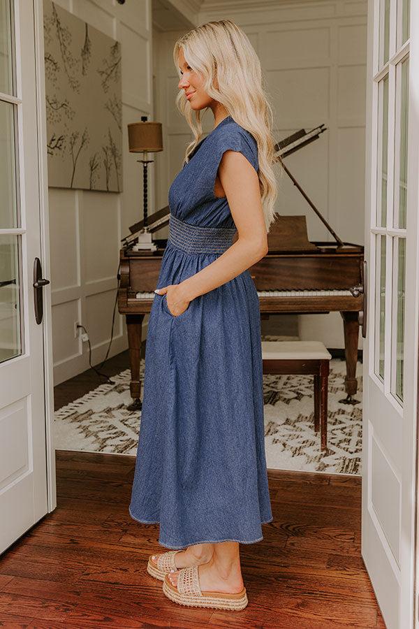 Picnic At The Park Denim Midi Dress Product Image