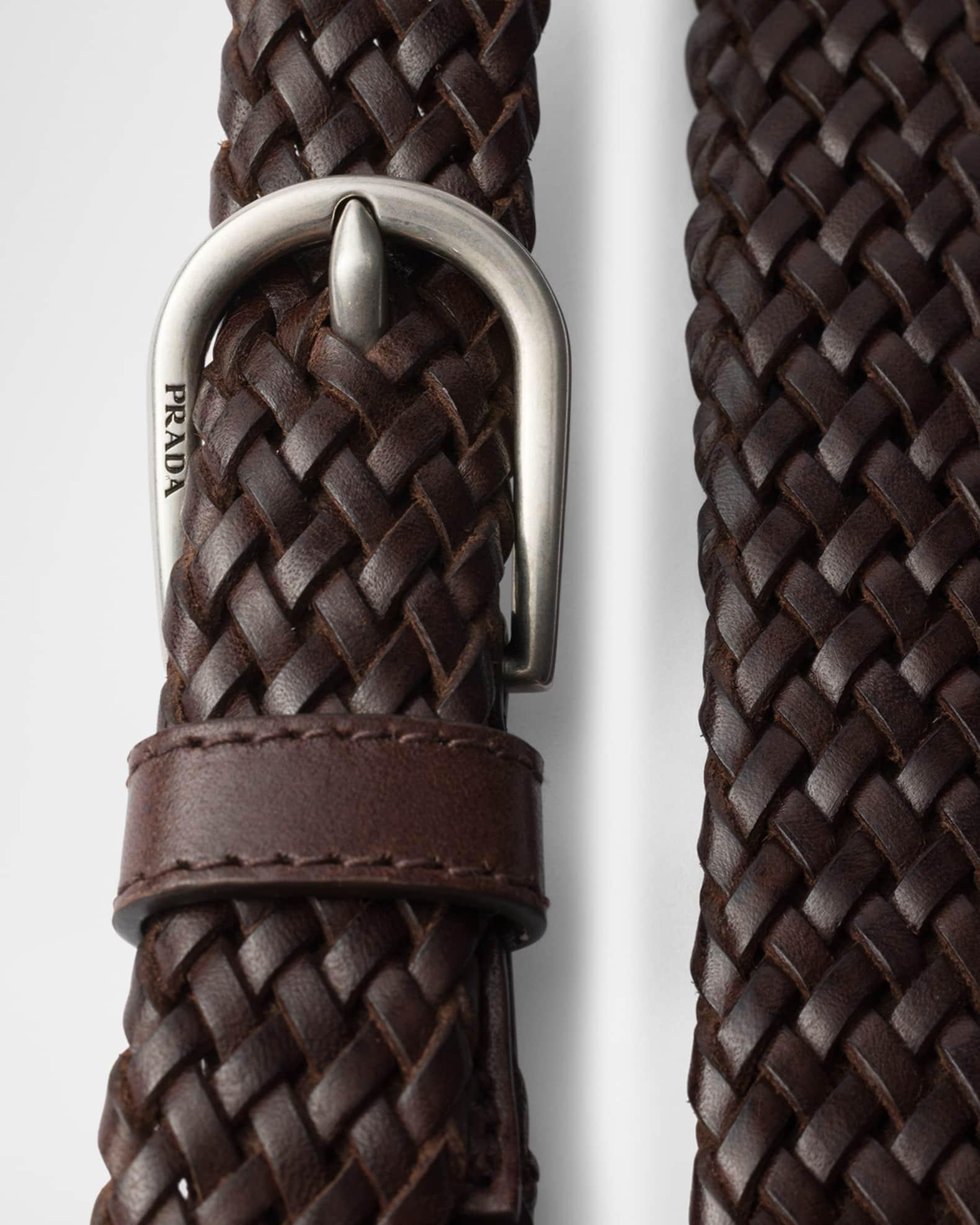 Men's Narrow Braided Leather Belt Product Image