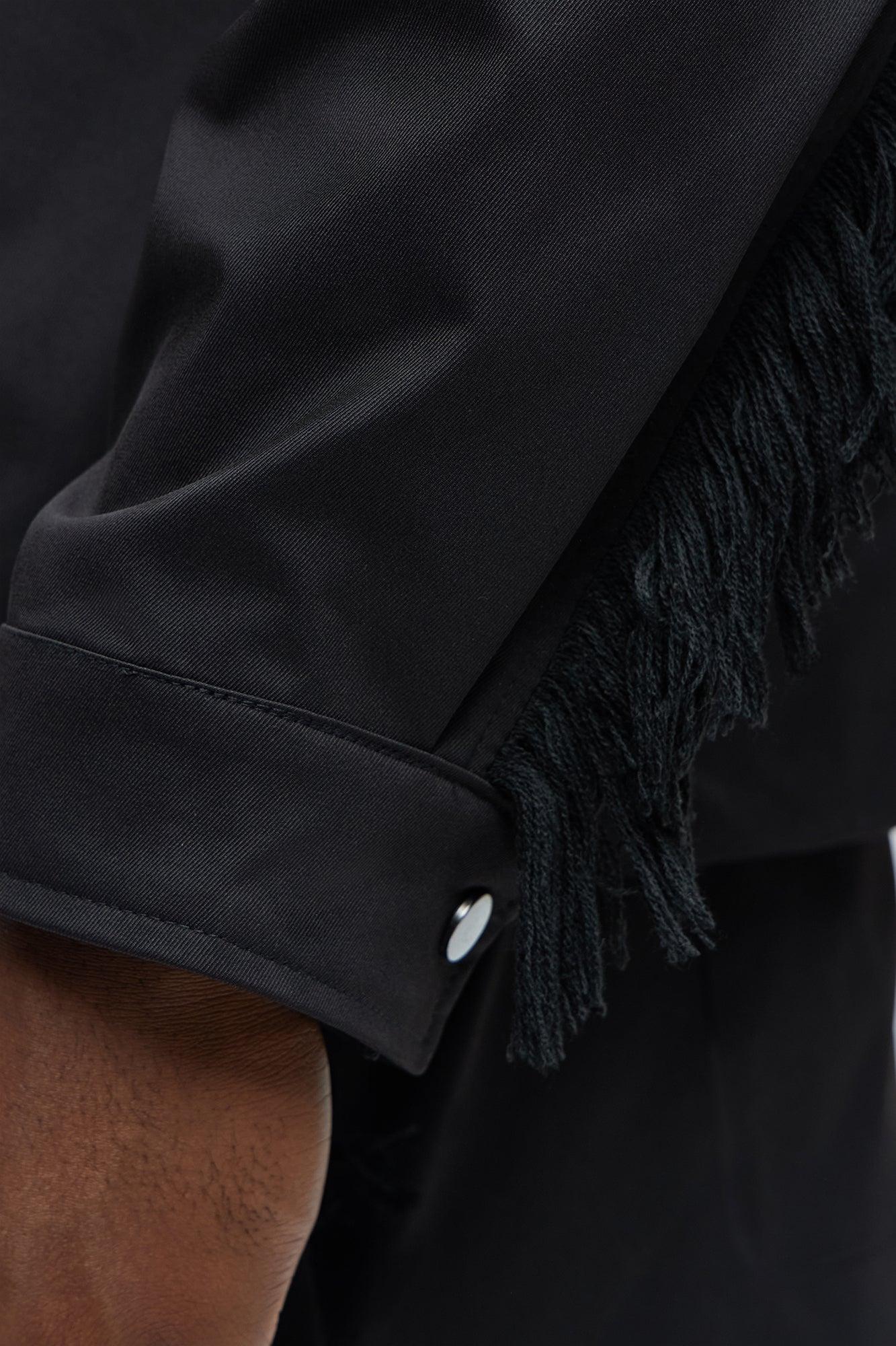 Nowhere Frayed Button Up Shirt - Black Product Image