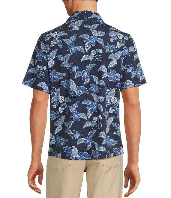 Rowm Rec + Relax Short Sleeve Dot Floral Print Knit Button Front Shirt Product Image