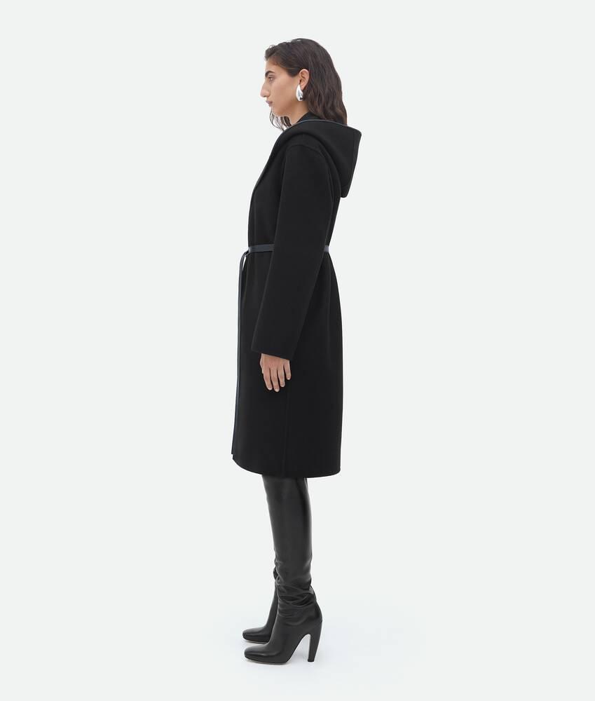 Women's Wool And Cashmere Hooded Coat in Black Product Image