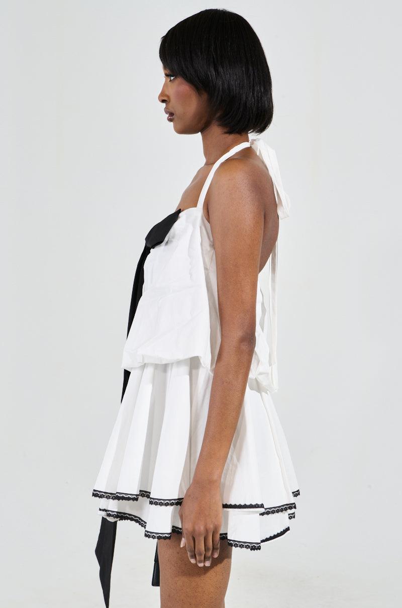MIA POPLIN MINI DRESS WITH BOW Product Image