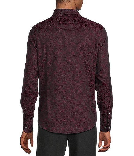 Murano Slim Fit Sating Jacquard Long Sleeve Woven Shirt Product Image