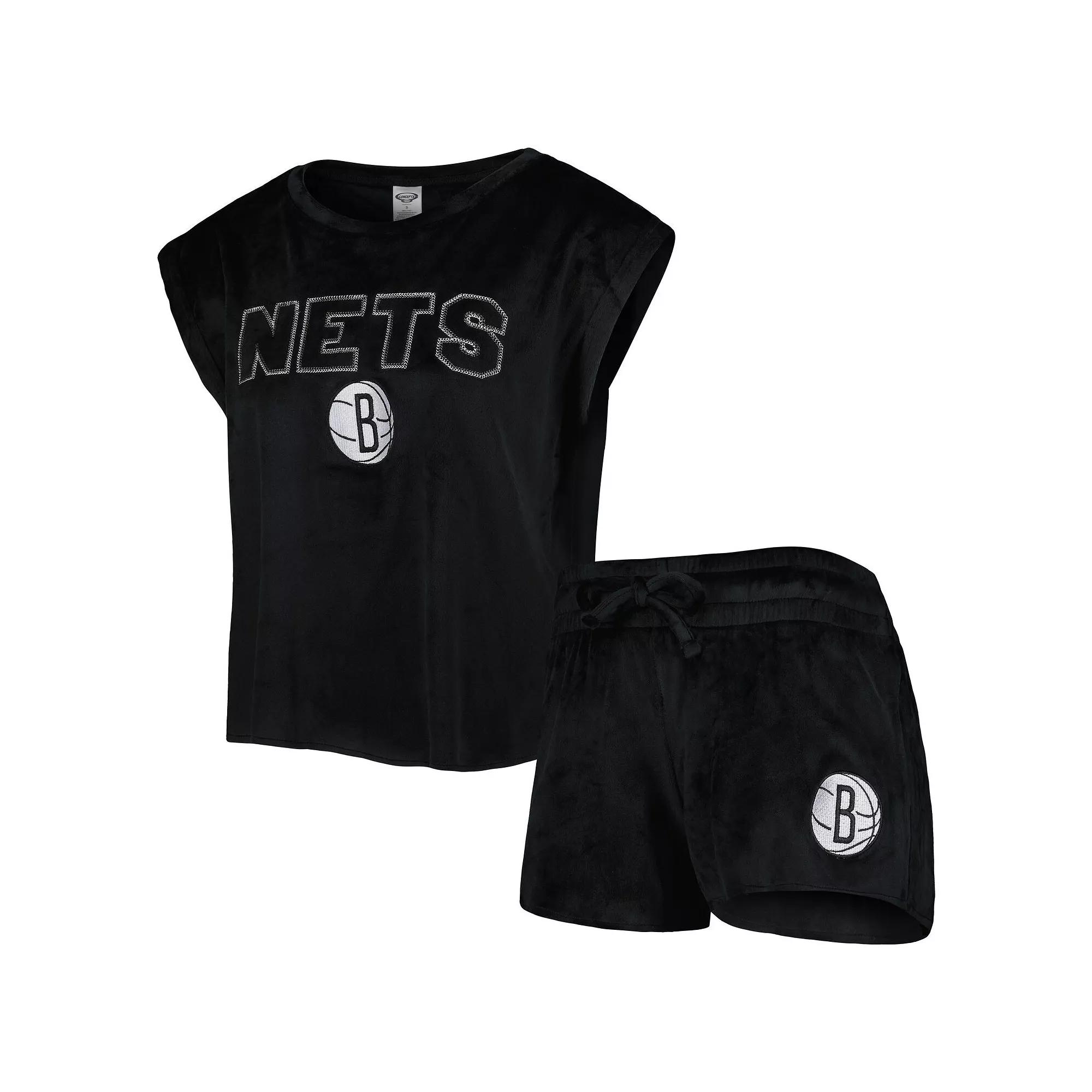 Women's Concepts Sport Black Brooklyn Nets Intermission T-Shirt & Shorts Sleep Set,  Product Image