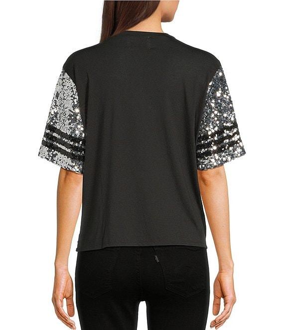 Miss Chievous Sequin 13 Varsity Graphic Crew Neck Short Sleeve Varsity T-Shirt Product Image