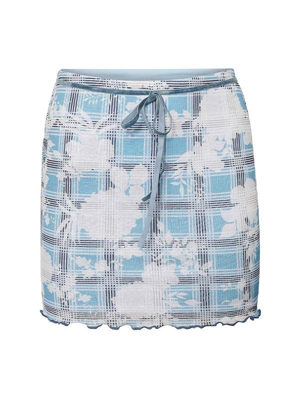 Plaid Print Tube Top Miniskirt Two Piece Product Image