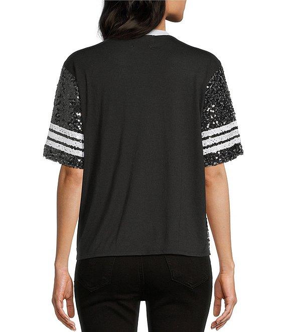 Miss Chievous Sequin Game Day Crew Neck Short Sleeve T-Shirt Product Image
