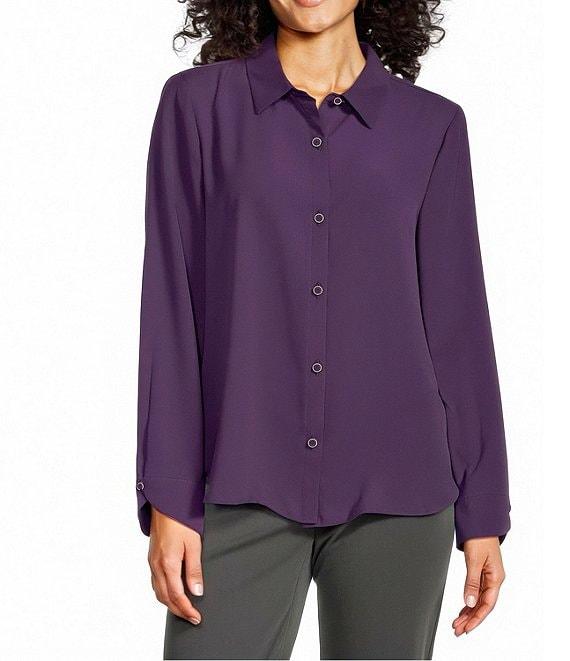 Investments Long Flounce Sleeve Point Collar Neck Top Product Image