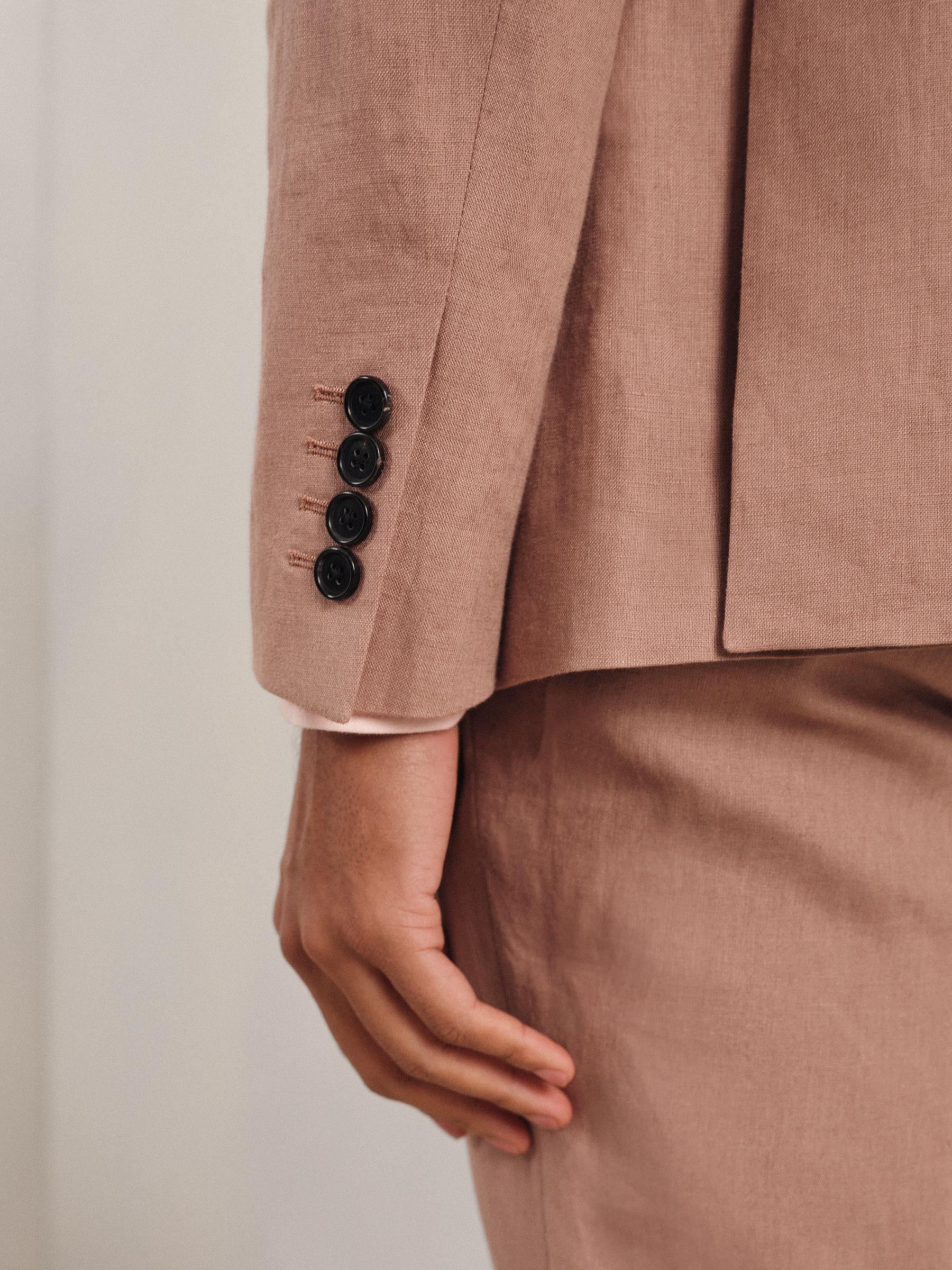 Single-Breasted Linen Suit Blazer Slim Fit in Rose Pink Product Image