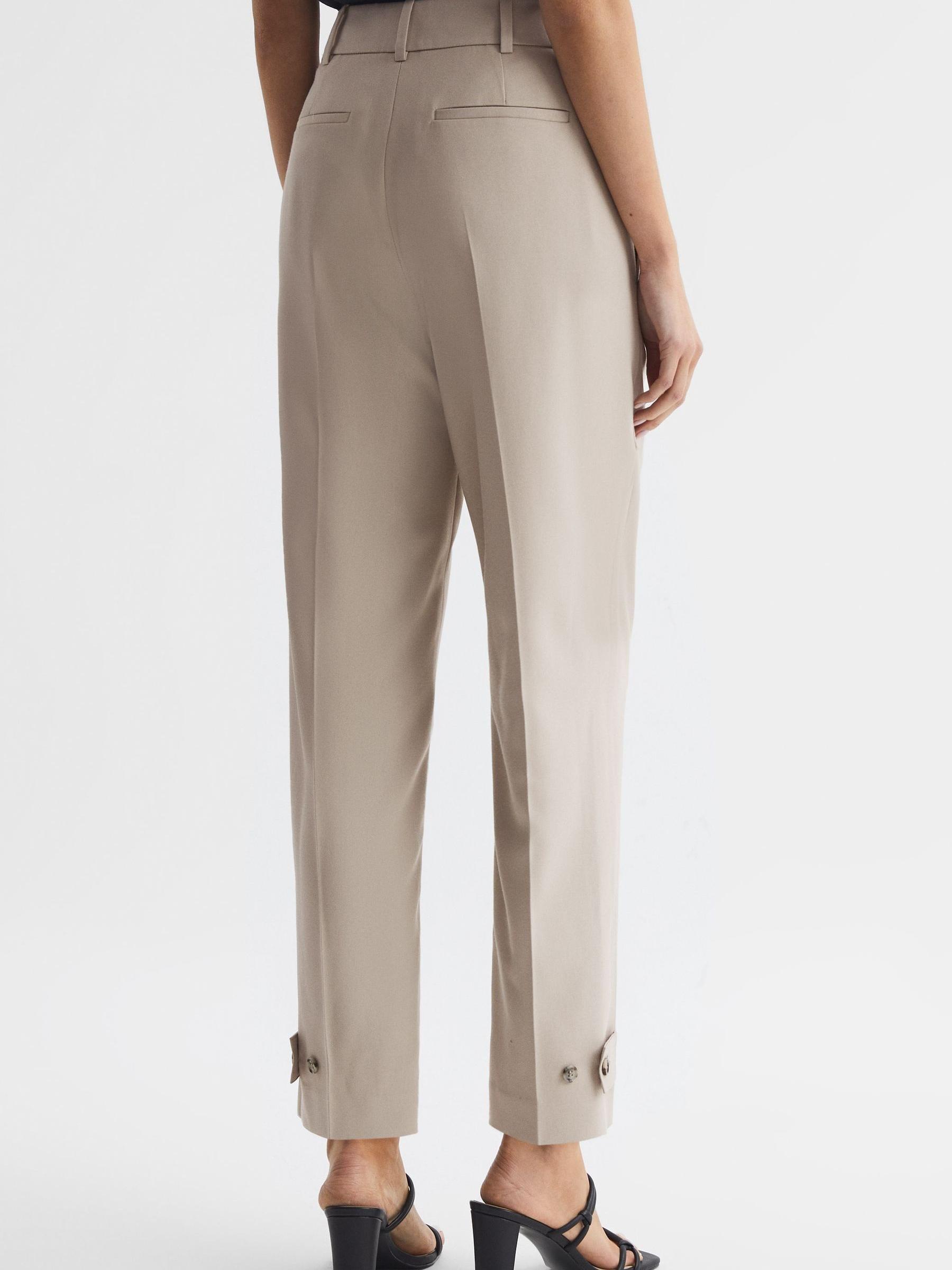 High Rise Cropped Tapered Trousers in Stone Product Image
