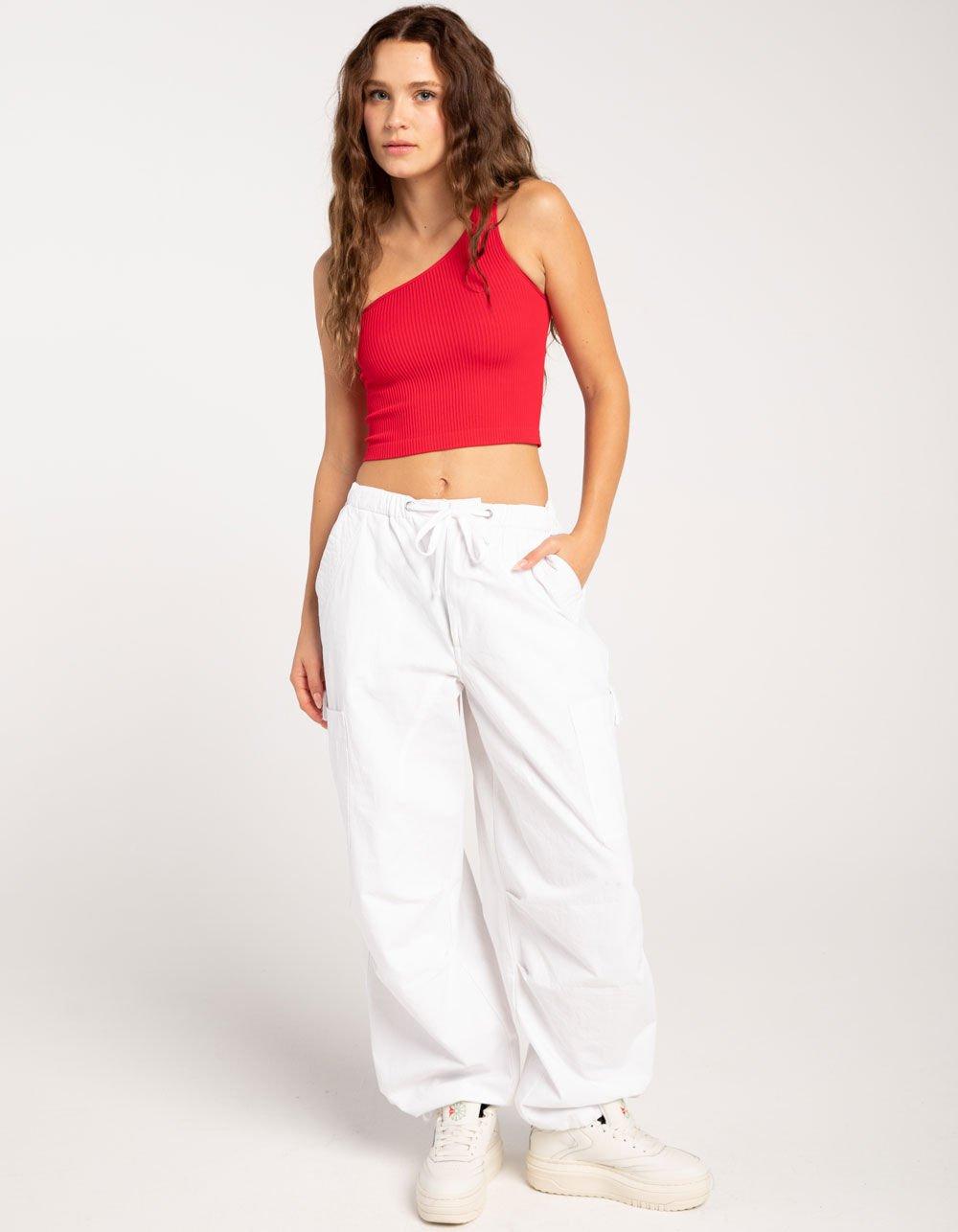 FULL TILT Seamless One Shoulder Womens Tank Top - DK GREEN Product Image