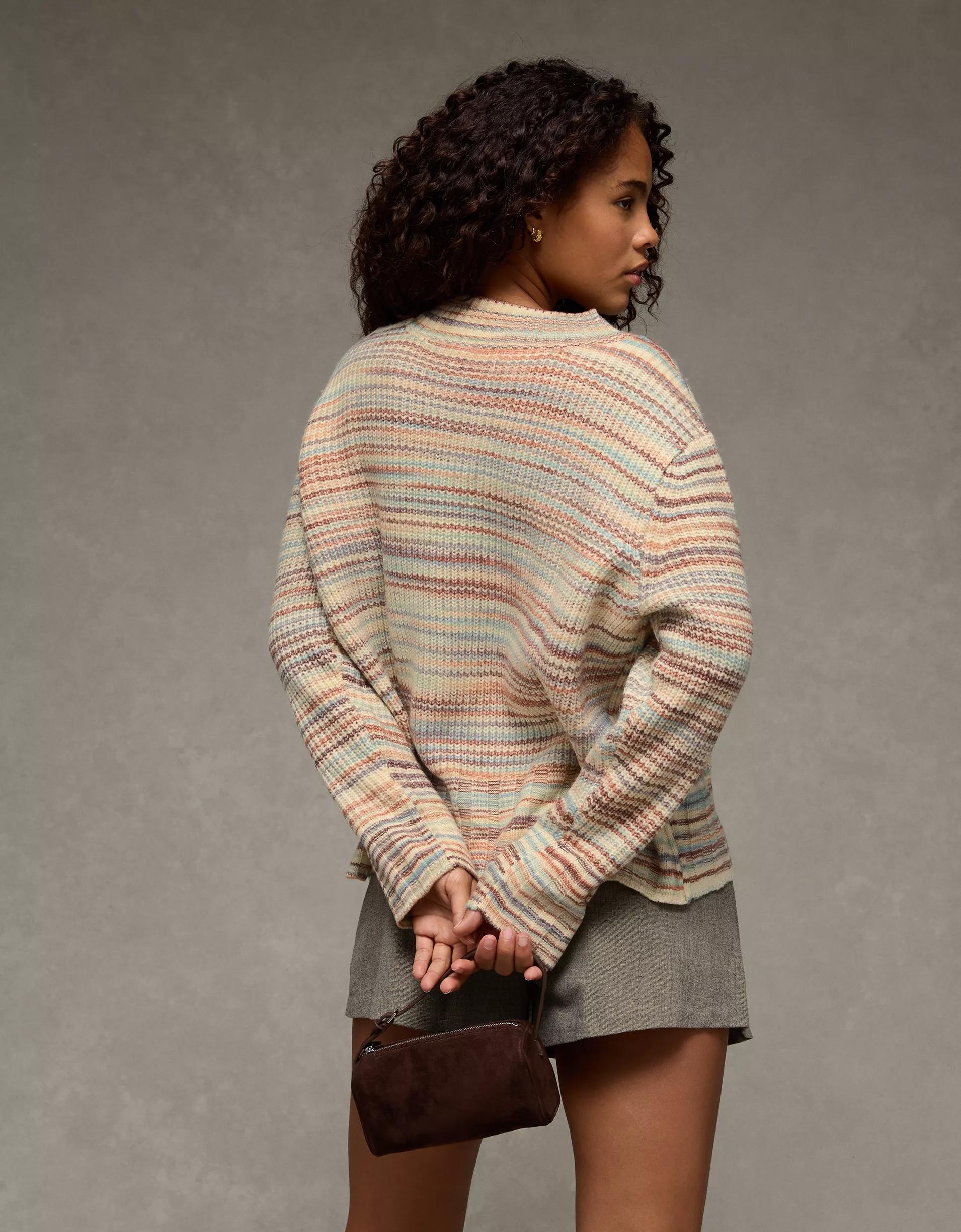 AE Oversized Faux Mohair Wide Cuff Sweater Product Image