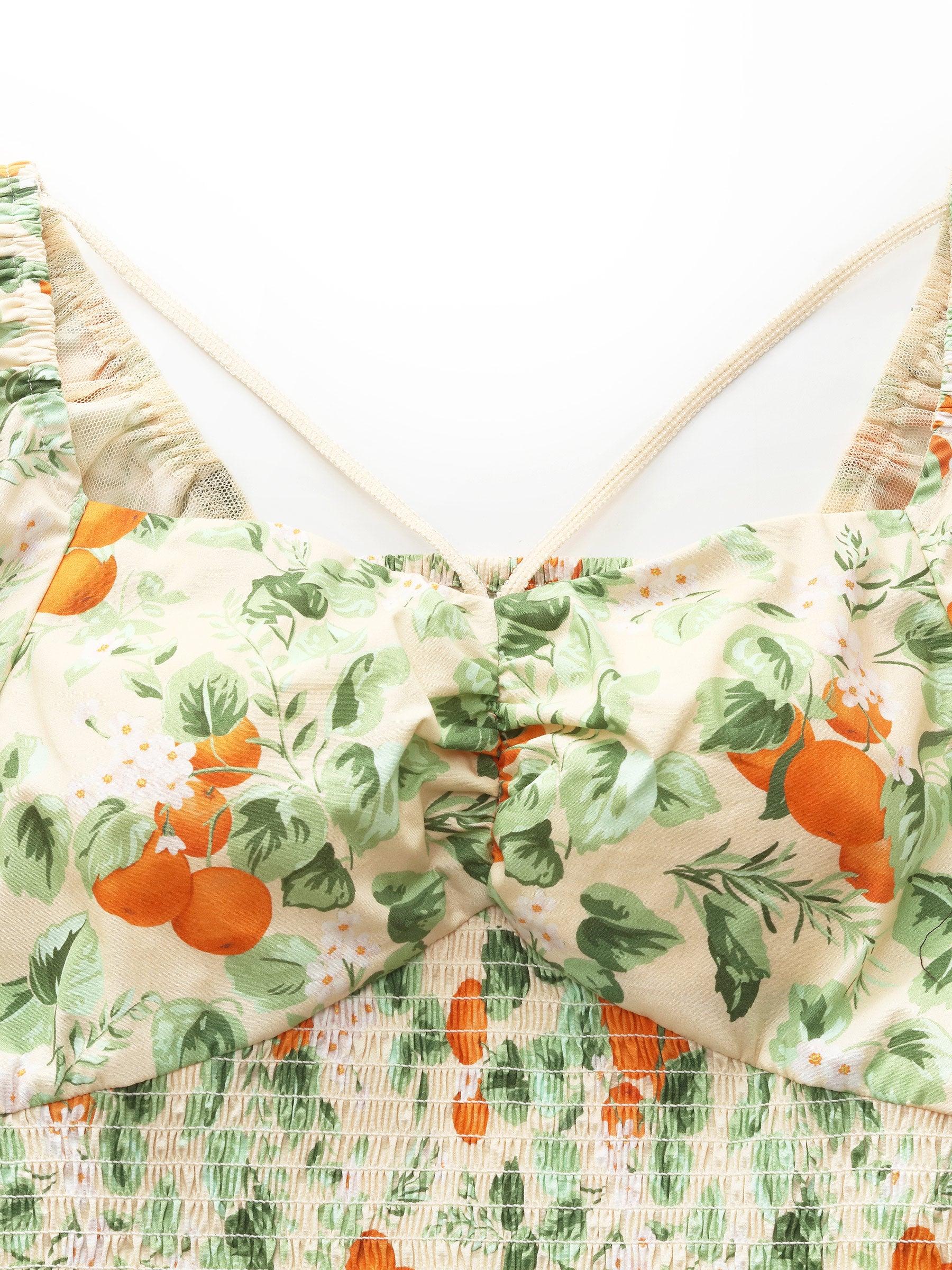 Cotton Floral Print Women Smocked Top Product Image