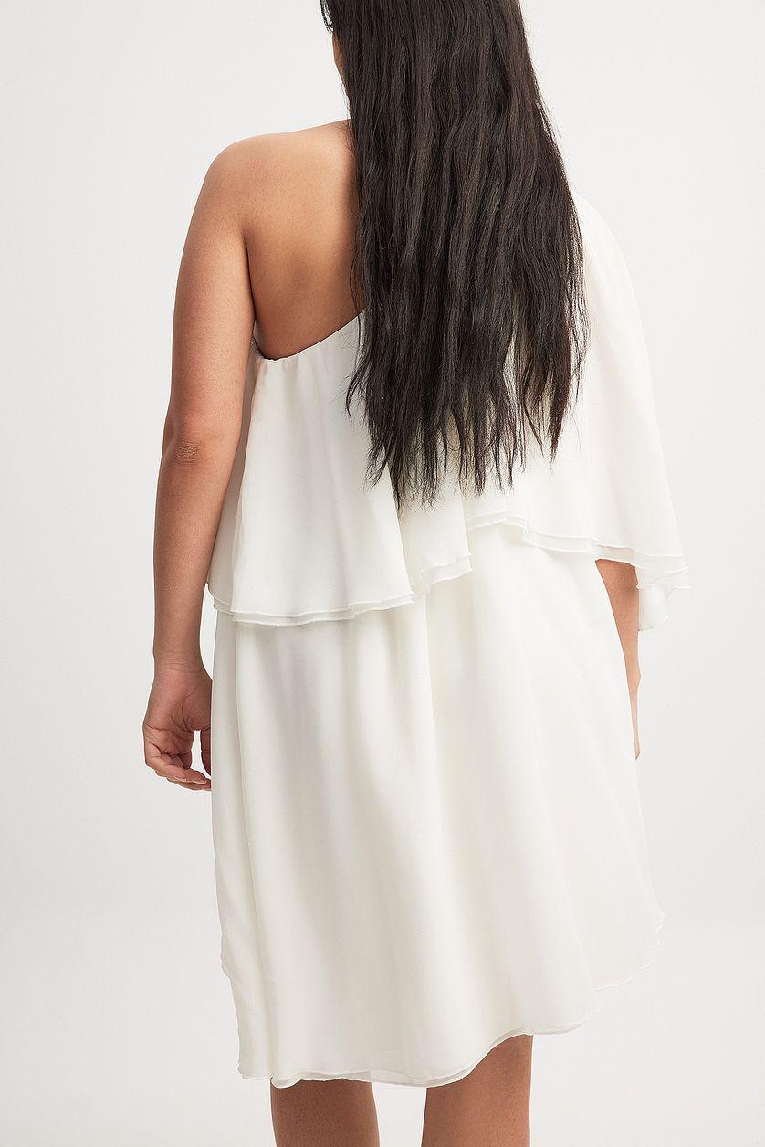 One Shoulder Chiffon Asymmetric Mini Dress Product Image