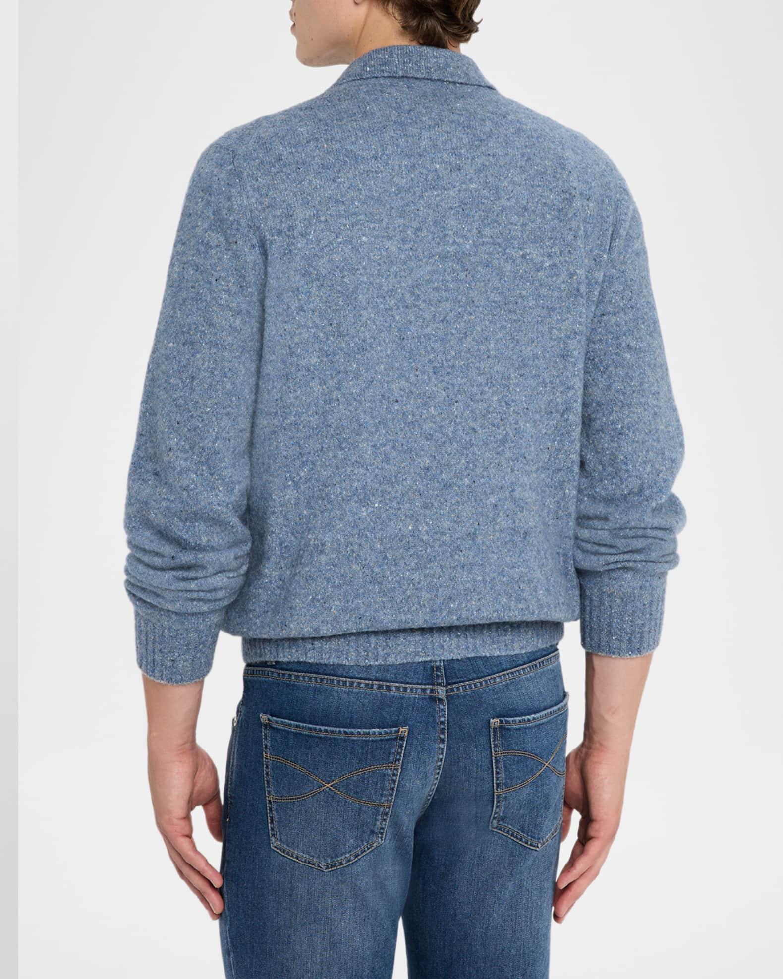 Men's Wool and Nylon Melange Polo Sweater Product Image