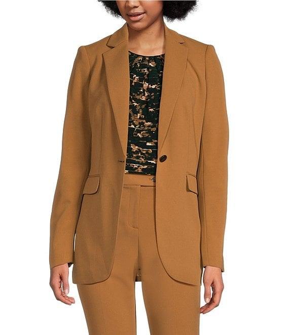 Calvin Klein Scuba Crepe Notch Lapel Long Sleeve 1-Button Blazer Product Image