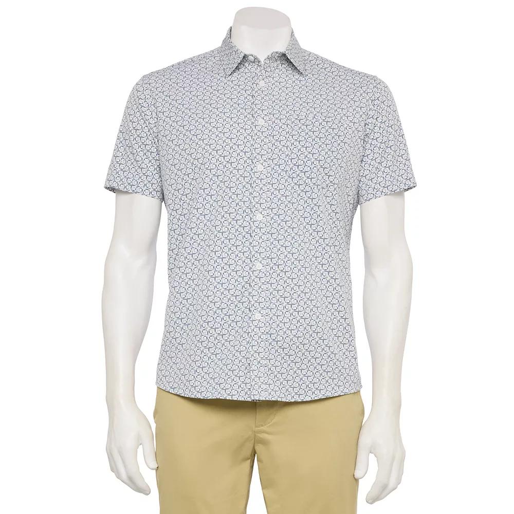 Men's FLX Slim Performance Untucked-Fit Button Down Shirt, Size: Medium SLIM, Blue Blue Product Image