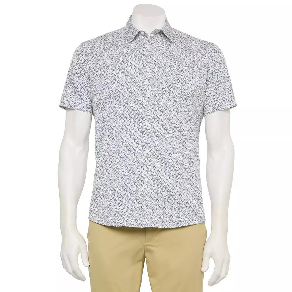 Men's FLX Slim Performance Untucked-Fit Button Down Shirt, Size: Medium SLIM, Blue Blue Product Image