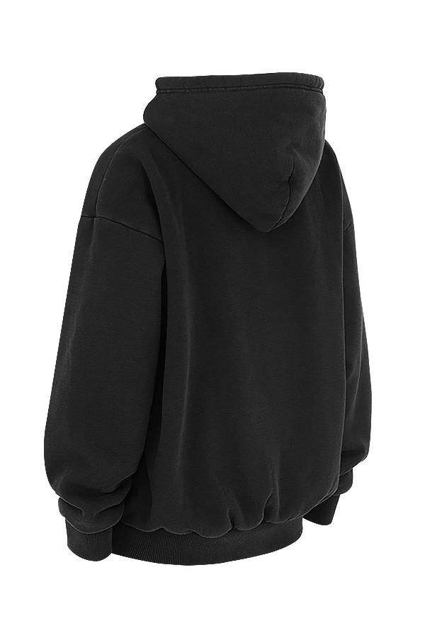 Storm  ink cotton fleece-back zip through hoodie Product Image