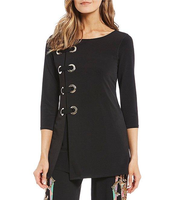 Eva Varro Knit Jersey 3/4 Sleeve Side Grommet Detail Tunic Product Image