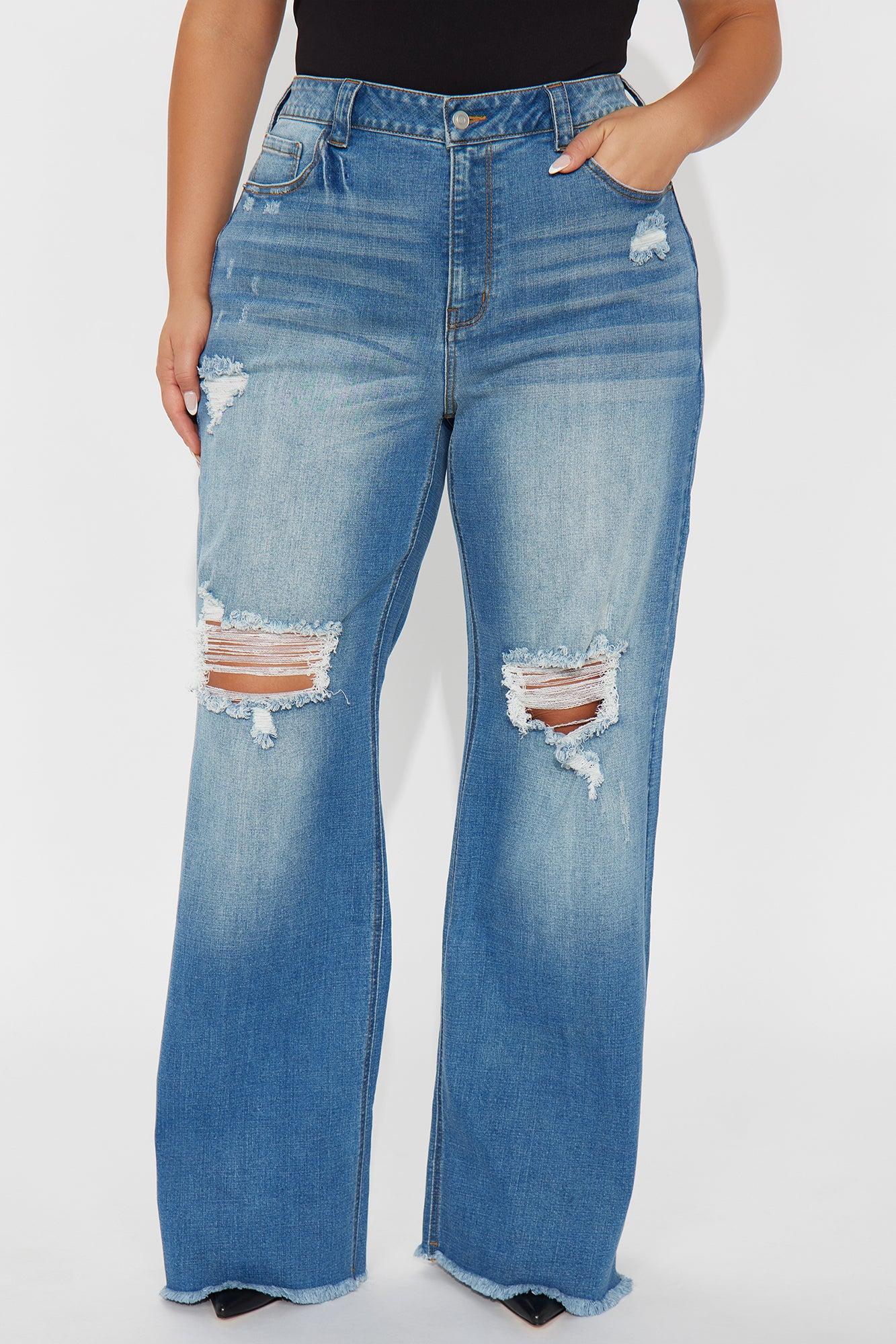 Coldwater Canyon Stretch Ripped Wide Leg Jeans - Medium Wash Female Product Image