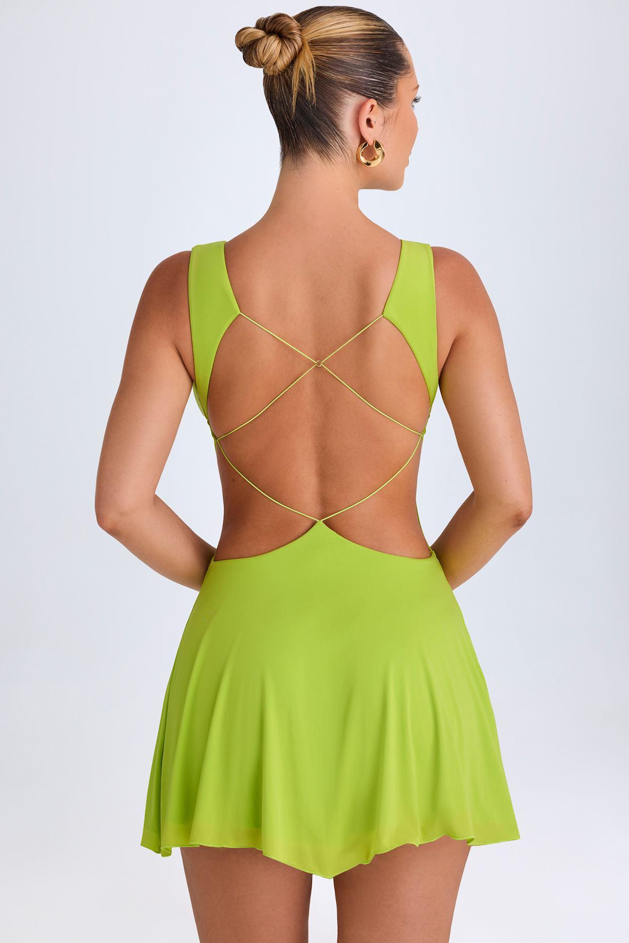 Plunge Cut-Out Mini Dress in Lime Green Female Product Image