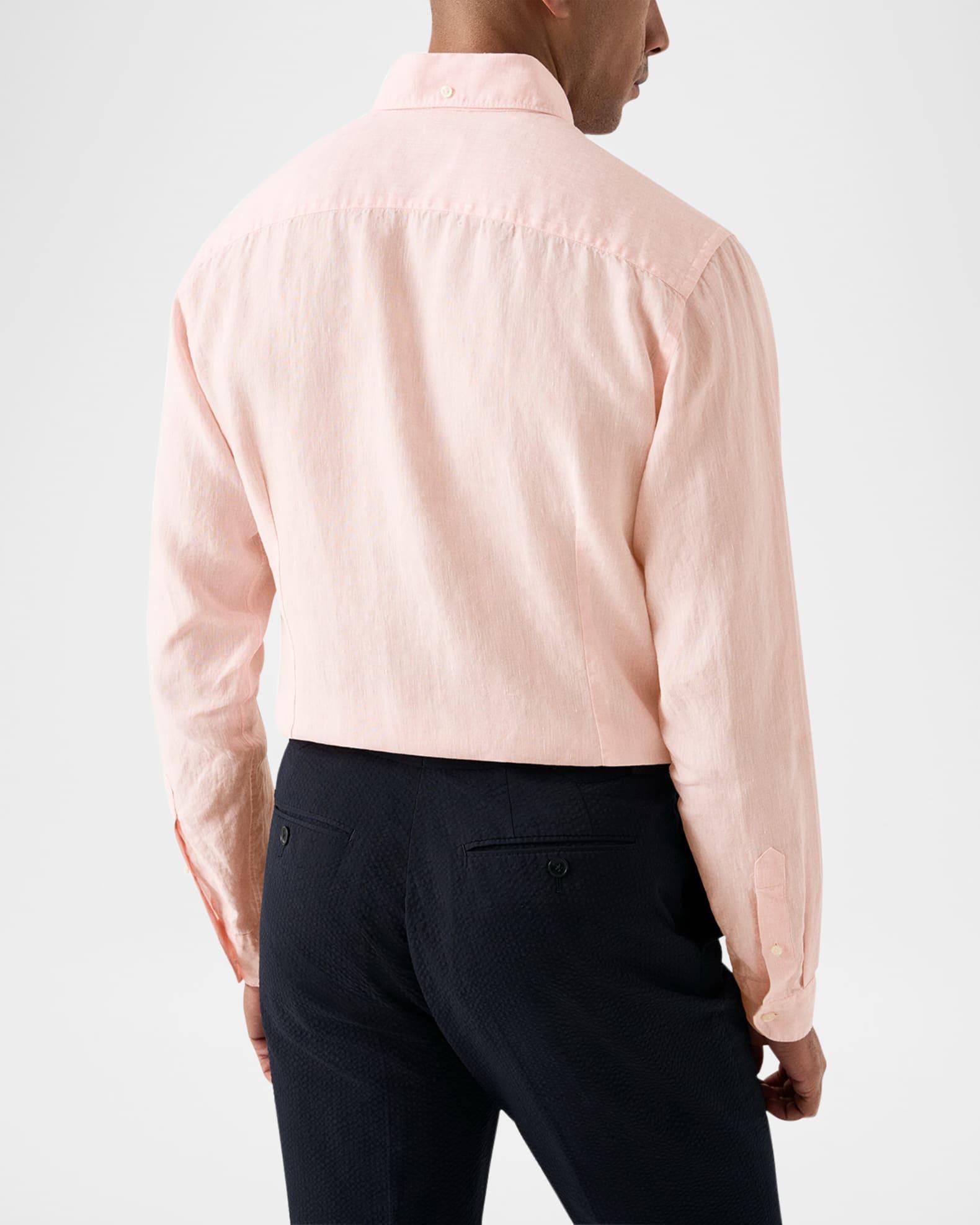 Men's Signature Linen Contemporary Fit Casual Button-Down Shirt Product Image