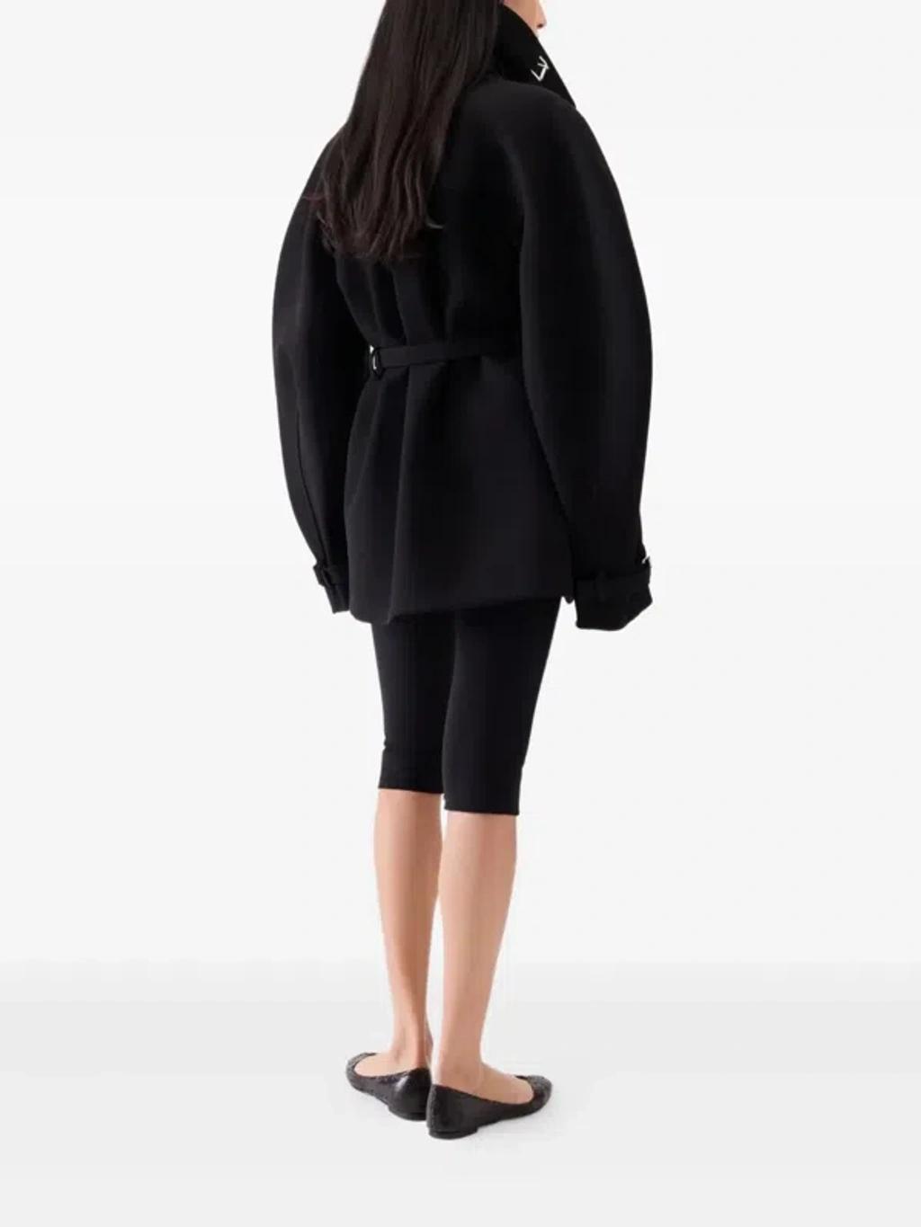 JACQUEMUS Womens Black Ovalo Court Belted Stetch-woven Trench Coat Product Image