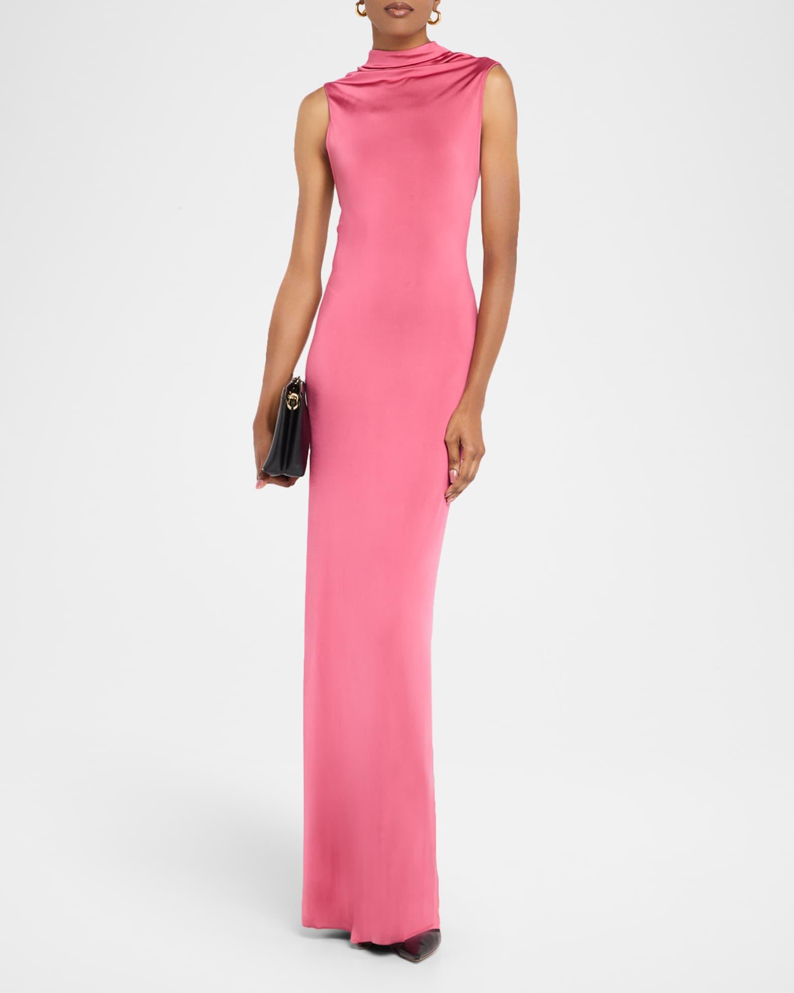Draped Cutout Twist-Back Column Gown Product Image