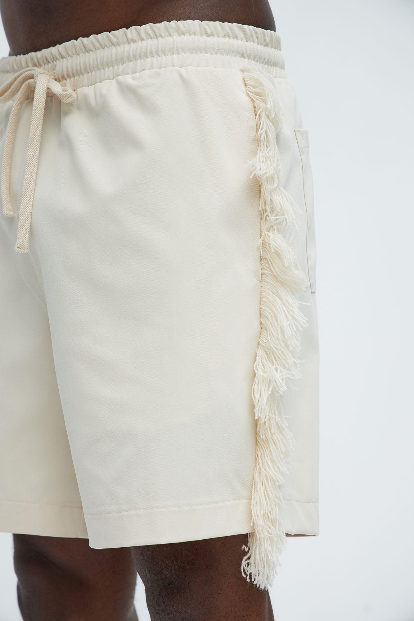 Nowhere Frayed Relaxed Shorts - Off White Product Image