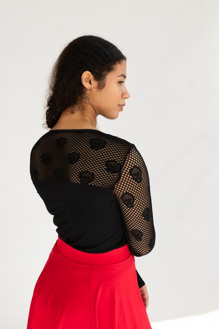 Black Skull Long Sleeve Fishnet Top Product Image