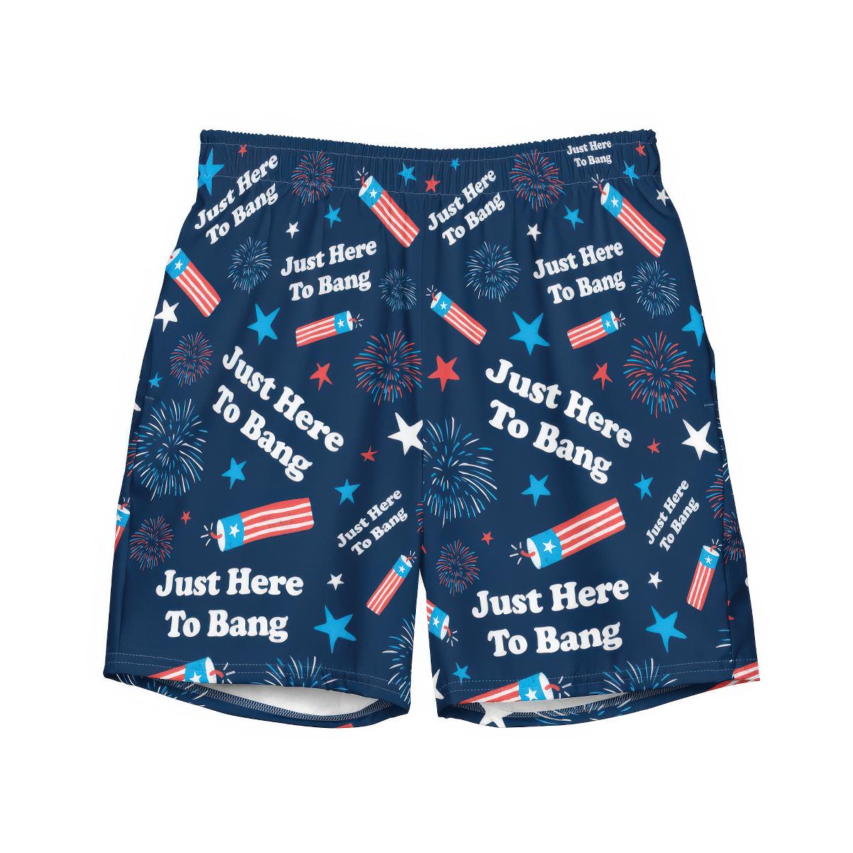 Just Here To Bang - Swim Trunks - T-Shirt Product Image