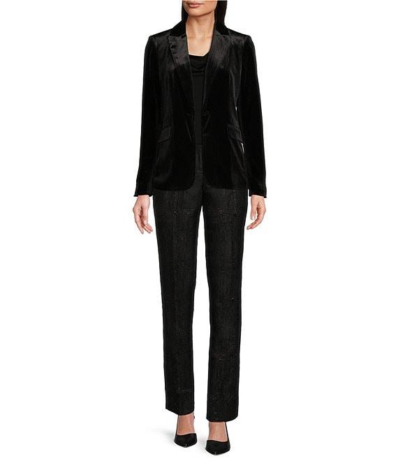 Calvin Klein Velvet 1-Button Peak Lapel Long Sleeve Jacket Product Image