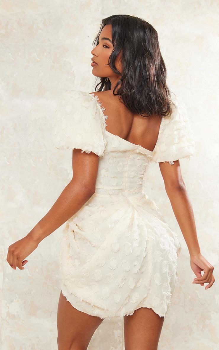 Cream Textured Underwired Plunge Drape Bodycon Dress Product Image