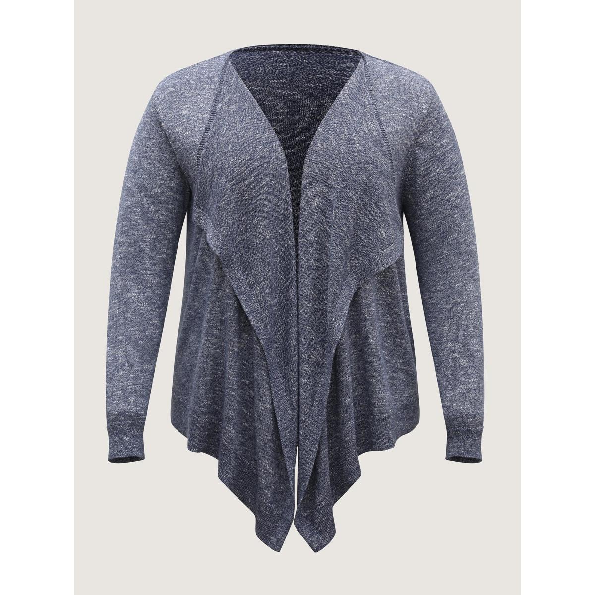 Plus Size Heather Tab Sleeve Irregular Hem Knit Cardigan Stone Women Leisure Loose Long Sleeve Casual Cardigans BloomChic 14-16/1X Product Image