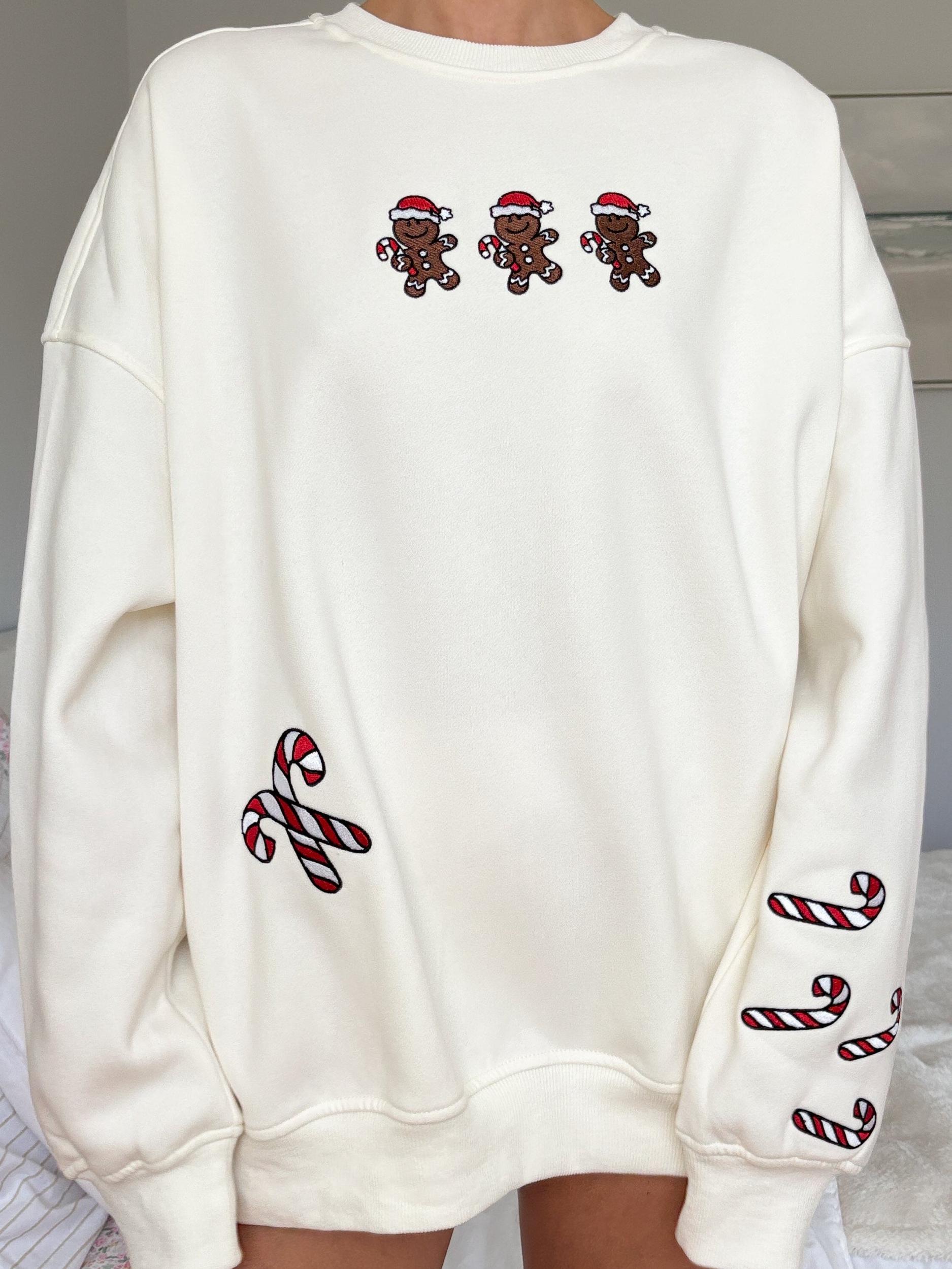 Ivory Gingerbread Recipe Christmas Embroider Sweatshirt Product Image