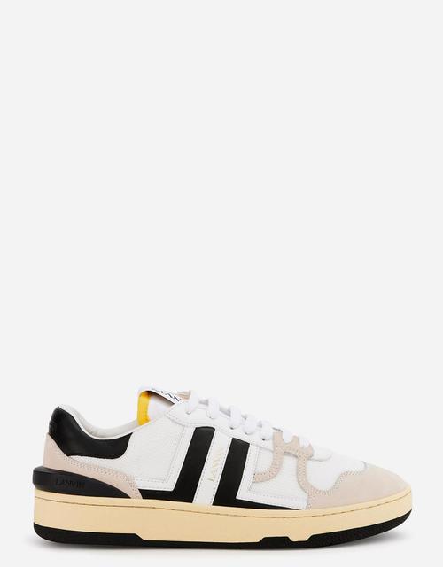 LANVIN Black And White Leather Clay Low Mesh Sneakers Product Image