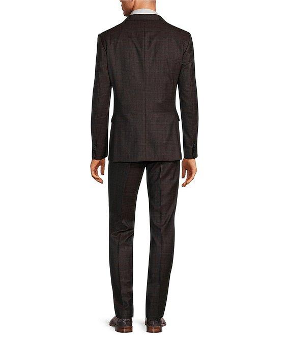 John Varvatos Slim Fit Flat Front Plaid Print 2-Piece Suit Product Image